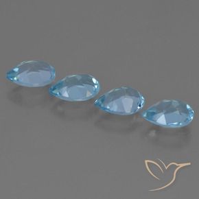 Gemme di Topazio Blu svizzero naturale da 3.21 ct, Forma a pera, VS