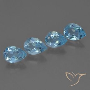 Gemme di Topazio Blu svizzero naturale da 3.18 ct, Forma a pera, VS