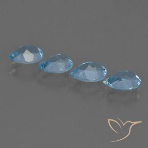 Gemme di Topazio Blu svizzero naturale da 3.18 ct, Forma a pera, VS
