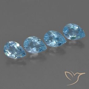 Gemme di Topazio Blu svizzero naturale da 3.33 ct, Forma a pera, VS