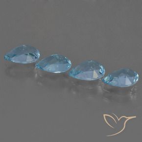Gemme di Topazio Blu svizzero naturale da 3.33 ct, Forma a pera, VS