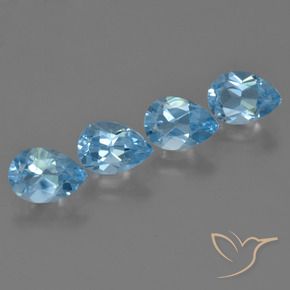 Gemme di Topazio Blu svizzero naturale da 3.35 ct, Forma a pera, VS