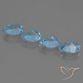 Gemme di Topazio Blu svizzero naturale da 3.35 ct, Forma a pera, VS