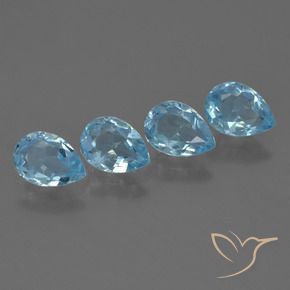Gemme di Topazio Celeste naturale da 3.47 ct, Forma a pera, VS