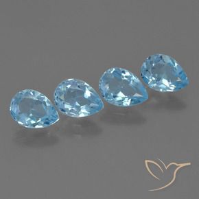 Gemme di Topazio Blu svizzero naturale da 3.41 ct, Forma a pera, VS