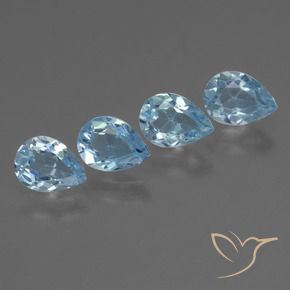 Gemme di Topazio Celeste naturale da 3.37 ct, Forma a pera, VS