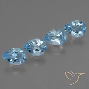 Gemme di Topazio Blu svizzero naturale da 3.41 ct, Forma a pera, VS