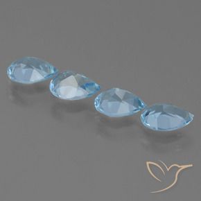Gemme di Topazio Blu svizzero naturale da 3.41 ct, Forma a pera, VS