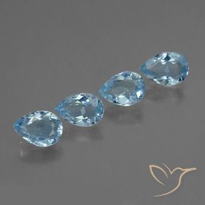 Gemme di Topazio Celeste naturale da 3.27 ct, Forma a pera, VS