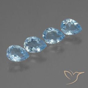 Gemme di Topazio Celeste naturale da 3.39 ct, Forma a pera, VS