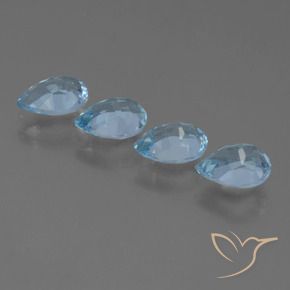 Gemme di Topazio Celeste naturale da 3.39 ct, Forma a pera, VS