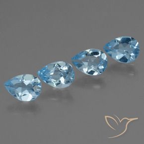 Gemme di Topazio Blu svizzero naturale da 3.10 ct, Forma a pera, VS