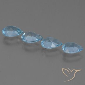 Gemme di Topazio Blu svizzero naturale da 3.10 ct, Forma a pera, VS