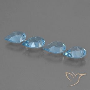 Gemme di Topazio Blu svizzero naturale da 2.74 ct, Forma a pera, VS