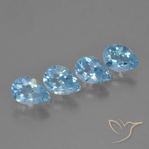 Gemme di Topazio Blu svizzero naturale da 3.36 ct, Forma a pera, VS