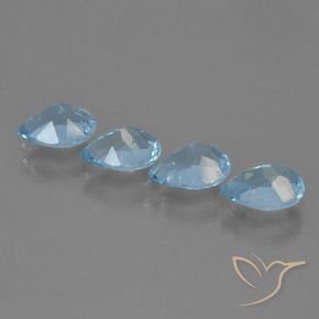 Gemme di Topazio Blu svizzero naturale da 3.36 ct, Forma a pera, VS