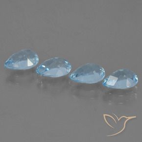 Gemme di Topazio Celeste naturale da 3.51 ct, Forma a pera, VS