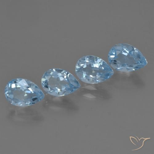 Gemme di Topazio Blu svizzero naturale da 3.35 ct, Forma a pera, VS