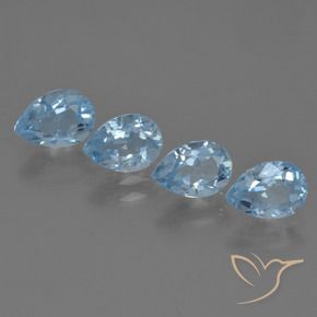 Gemme di Topazio Blu svizzero naturale da 3.35 ct, Forma a pera, VS