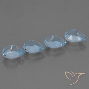 Gemme di Topazio Blu svizzero naturale da 3.35 ct, Forma a pera, VS