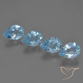 Gemme di Topazio Blu svizzero naturale da 3.16 ct, Forma a pera, VS