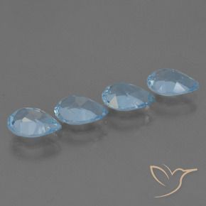 Gemme di Topazio Blu svizzero naturale da 3.16 ct, Forma a pera, VS