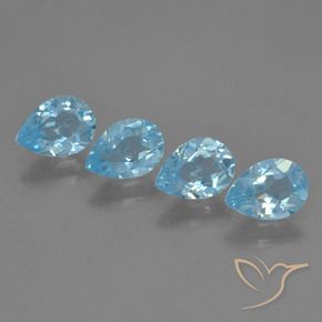 Gemme di Topazio Celeste naturale da 3.04 ct, Forma a pera, VS