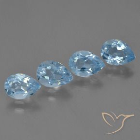 Gemme di Topazio Blu svizzero naturale da 3.30 ct, Forma a pera, VS