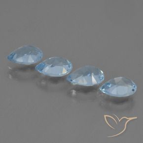 Gemme di Topazio Blu svizzero naturale da 3.30 ct, Forma a pera, VS