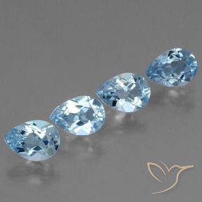 Gemme di Topazio Blu svizzero naturale da 3.20 ct, Forma a pera, VS