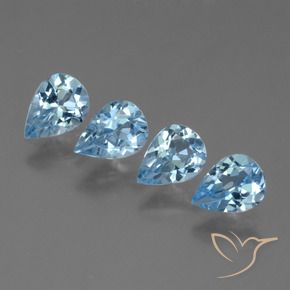 Gemme di Topazio Celeste naturale da 2.87 ct, Forma a pera, VS
