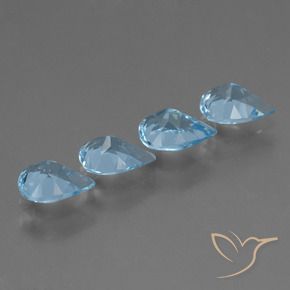Gemme di Topazio Celeste naturale da 2.87 ct, Forma a pera, VS