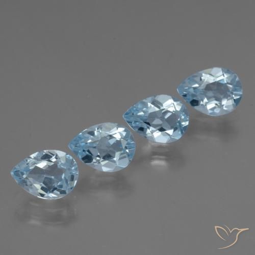 Gemme di Topazio Celeste naturale da 3.43 ct, Forma a pera, VS