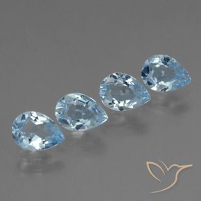 Gemme di Topazio Celeste naturale da 3.42 ct, Forma a pera, VS