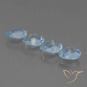 Gemme di Topazio Celeste naturale da 3.42 ct, Forma a pera, VS