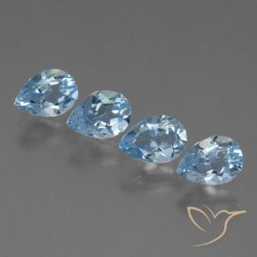 Gemme di Topazio Blu svizzero naturale da 3.45 ct, Forma a pera, VS