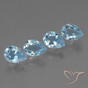 Gemme di Topazio Celeste naturale da 3.43 ct, Forma a pera, VS