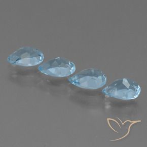 Gemme di Topazio Celeste naturale da 3.43 ct, Forma a pera, VS