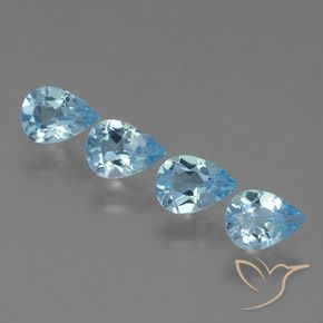 Gemme di Topazio Celeste naturale da 2.82 ct, Forma a pera, VS
