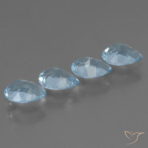 Gemme di Topazio Celeste naturale da 3.26 ct, Forma a pera, VS