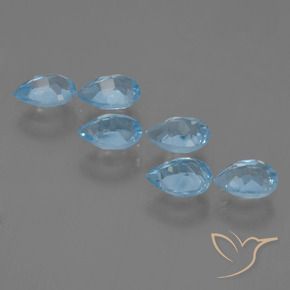 Gemme di Topazio Blu svizzero naturale da 3.21 ct, Forma a pera, VS