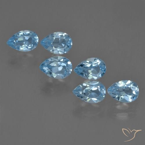 Gemme di Topazio Blu svizzero naturale da 3.44 ct, Forma a pera, VS