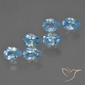 Gemme di Topazio Blu svizzero naturale da 3.44 ct, Forma a pera, VS