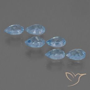 Gemme di Topazio Blu svizzero naturale da 3.44 ct, Forma a pera, VS