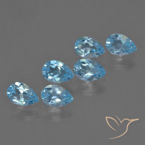 Gemme di Topazio Blu svizzero naturale da 3.02 ct, Forma a pera, VS