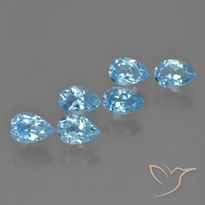 Gemme di Topazio Blu svizzero naturale da 3.68 ct, Forma a pera, VS