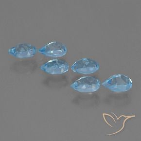 Gemme di Topazio Blu svizzero naturale da 3.68 ct, Forma a pera, VS