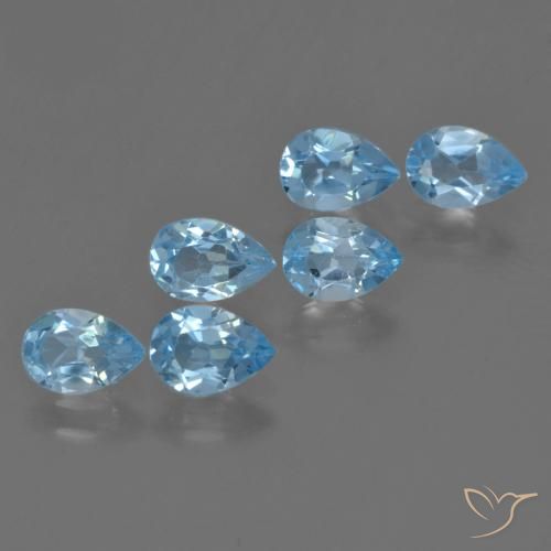 Gemme di Topazio Blu svizzero naturale da 3.16 ct, Forma a pera, VS