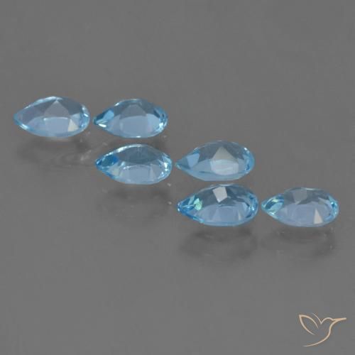 Gemme di Topazio Blu svizzero naturale da 3.16 ct, Forma a pera, VS