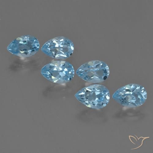 Gemme di Topazio Blu svizzero naturale da 3.38 ct, Forma a pera, VS